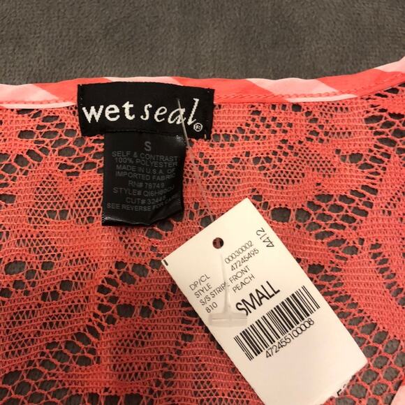 Wet Seal Chiffon & Lace Sheer Blouse NWT Size Small Striped Sheer Pullover Y2K - Picture 4 of 6